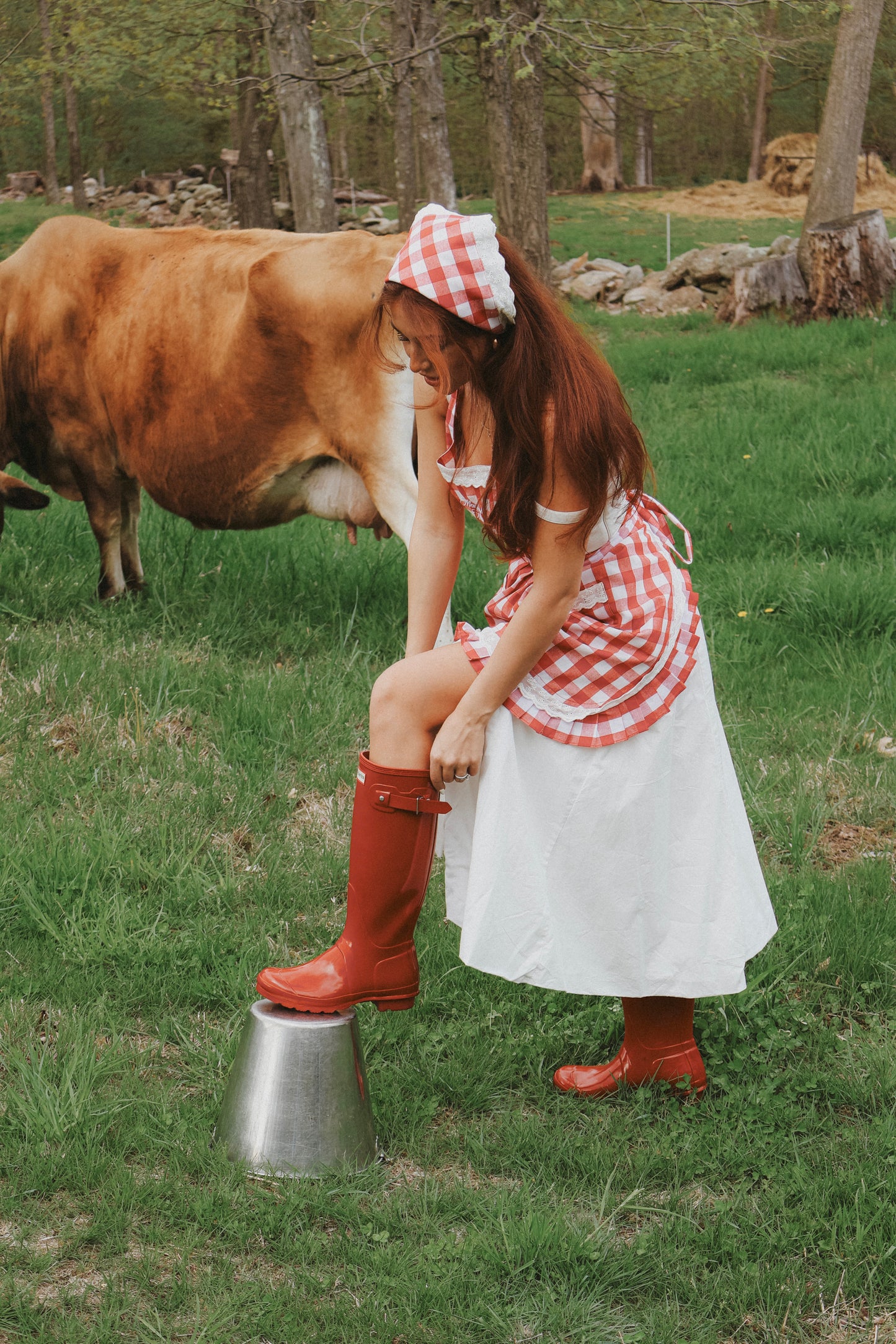Miss American Pie Gingham Apron Set