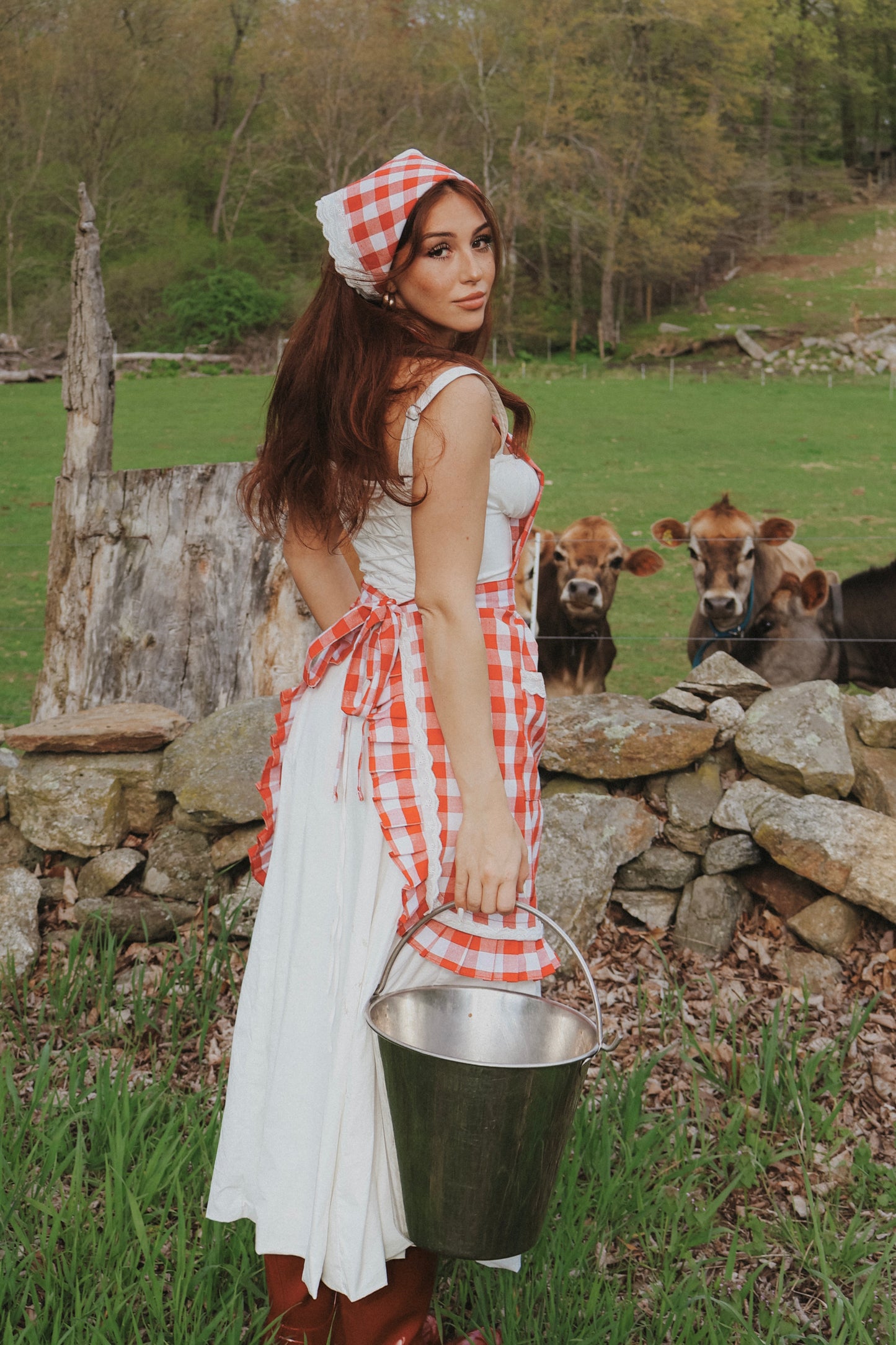 Miss American Pie Gingham Apron Set