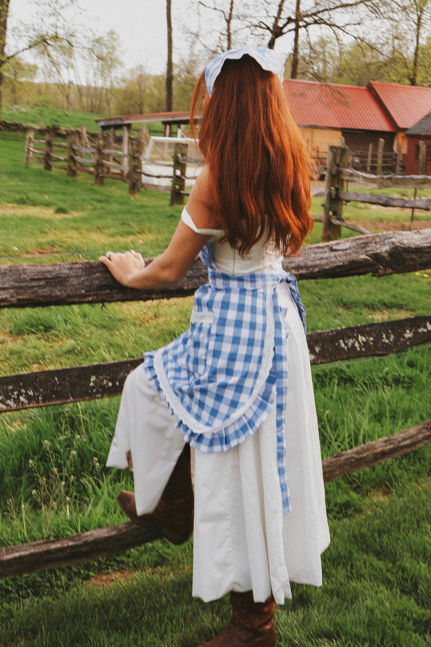 Blueberry Pie Gingham Apron Set