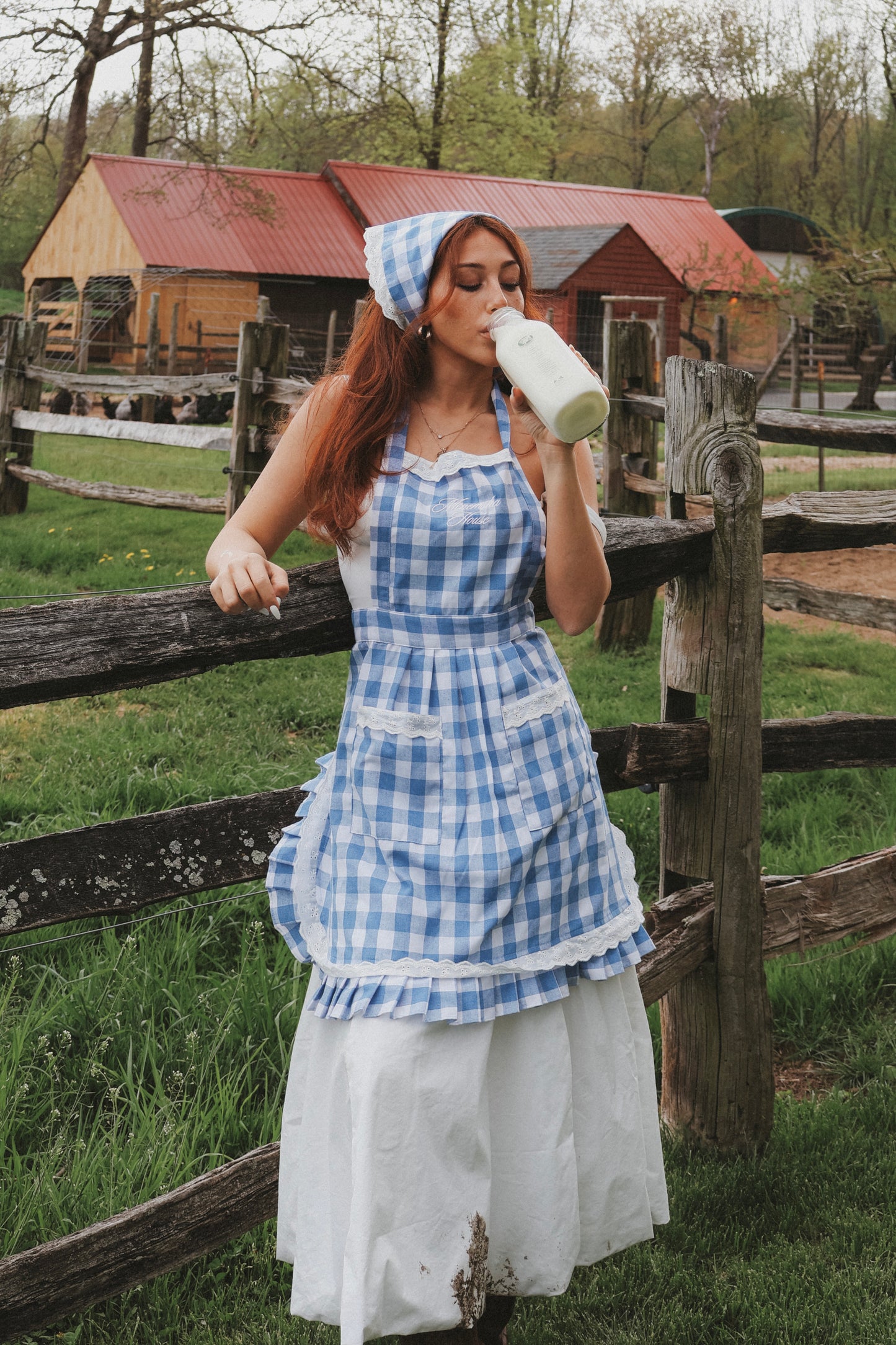Blueberry Pie Gingham Apron Set