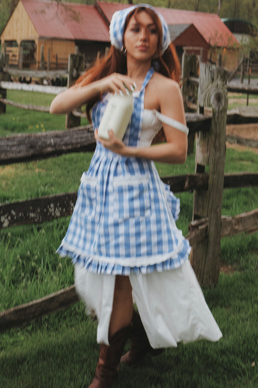 Blueberry Pie Gingham Apron Set